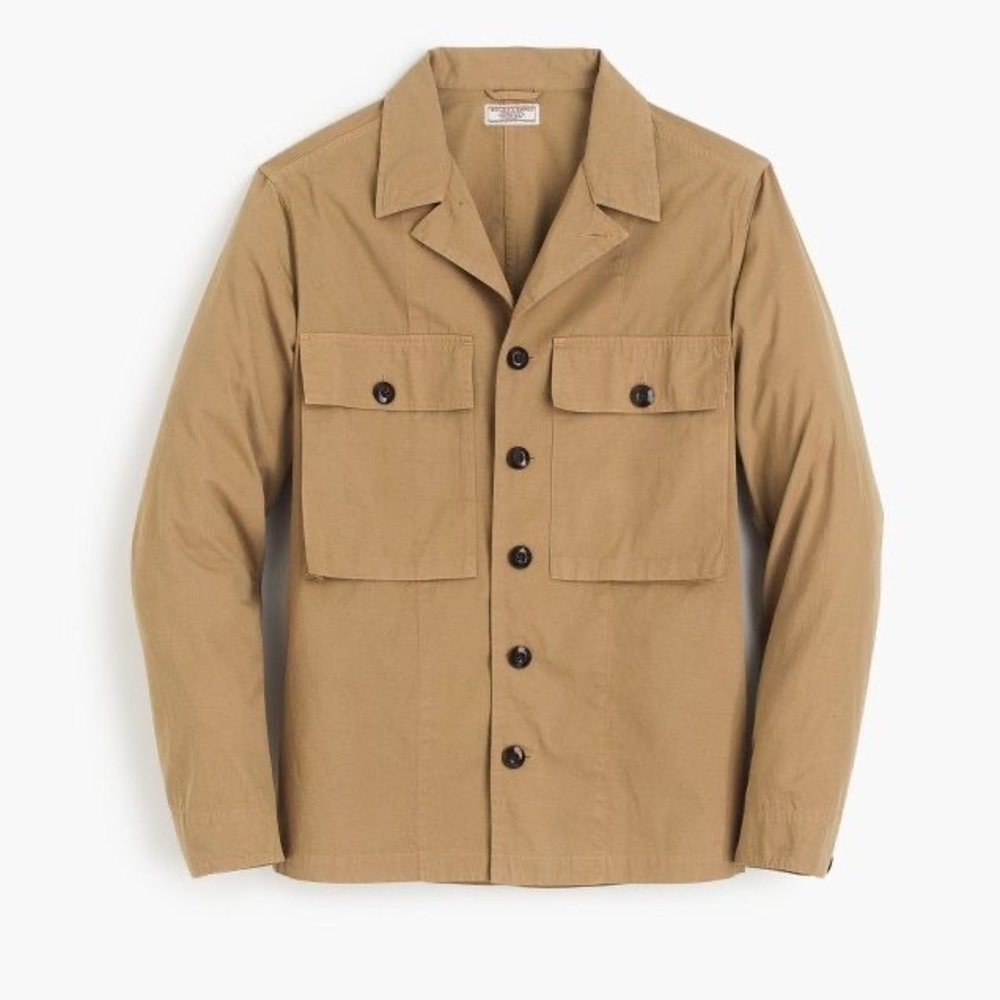 Wallace & Barnes J. Crew Men’s Button Down Trucker Jacket Khaki Tan